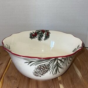 BETTER HOMES & GARDENS HERITAGE 10" CHRISTMAS HOLIDAY PINECONE SERVING BOWL